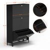 RISOKEYS  Drawer Steel Shoe Cabinet, Freestanding Shoe Rack Storage Organizer with Flip Door,Shoe Cabinet for Entryway, Hallway, Bedroom,Black - 3 of 4