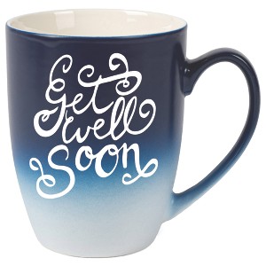 Elanze Designs Get Well Soon Two Toned Ombre Matte Navy Blue and White 12 ounce Ceramic Stoneware Coffee Cup Mug - 1 of 4