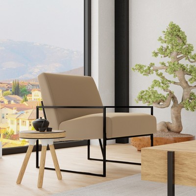 Brown Velvet Metal Frame Modern Accent Chair