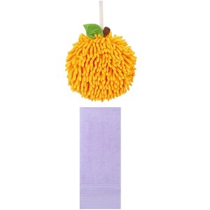 REGALWOVEN Solid Soft Absorbent Hand Towels for Bathroom Kitchen 14" x 30"/6" x 6" 2 Pcs - 1 of 4