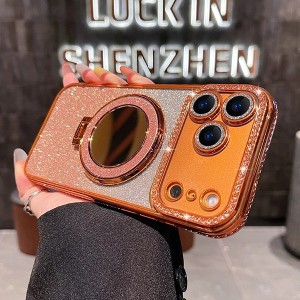 HTUTWOO Magnetic Case for iPhone 17/17 Air/17 Pro/17 Pro Max with Mirror, Bling Sparkly Diamond Phone Protective Cover - 1 of 4