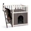 BENCMATE Pet Crates and Houses 2-Story Wooden Cat House with Balcony in Indoor and Outdoor Shelter for Feral and Pet Cats, Gray, 30.7"*27.2"*6.9" - 4 of 4