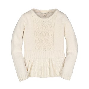 Hope & Henry Girls' Fit and Flare Peplum Sweater (Ivory, 3-6 Months) - 1 of 4