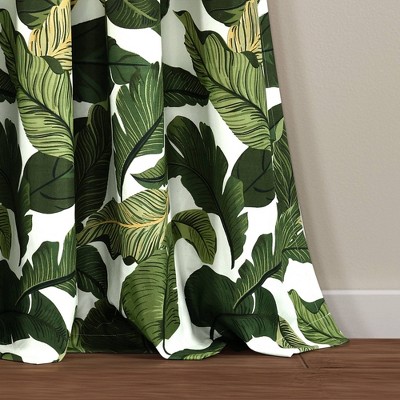 Tropical Green Polyester Light-Filtering Rod Pocket Window Panels