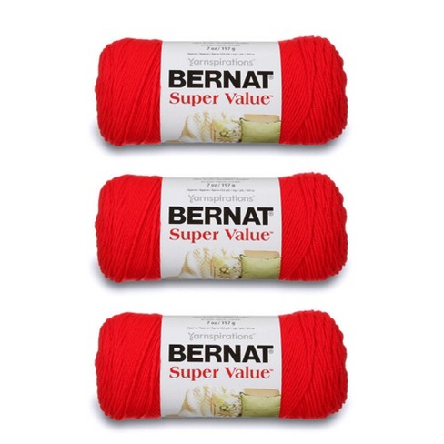 Bernat Super Value True Red Yarn - 3 Pack Of 198g/7oz - Acrylic
