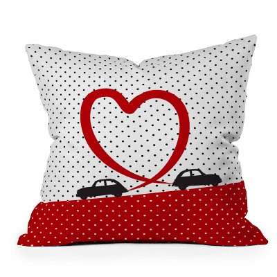 16"x16" Belle13 Polka Dot Car Love Square Throw Pillow - Deny Designs