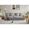 114" Upholstered 4-Seat Sofa with Console, 2 Cup Holders, 3 Wired USB Ports, Linen Fabric Couch with 4 Pillows, Modern Sofa for Living Room, Apartment - 3 of 4