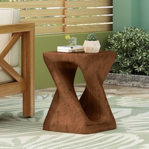 VYNXARIA Twist Shape Side Table, Wood-like texture, antique brown Color - 1 of 4