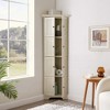 KIGFTSOD 4-Tier Corner Kitchen Pantry w/8 Doors, Tall Corner Cabinet & Shelves, Farmhouse Bookshelf for Bathroom, Living Room, Kitchen - 3 of 4