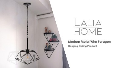 Black Geometric Metal Wire Ceiling Pendant Light