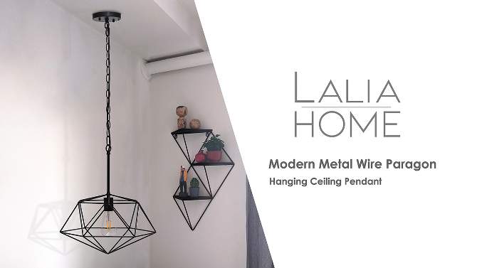 1-Light 16" Modern Metal Wire Paragon Hanging Ceiling Pendant - Lalia Home, 2 of 11, play video