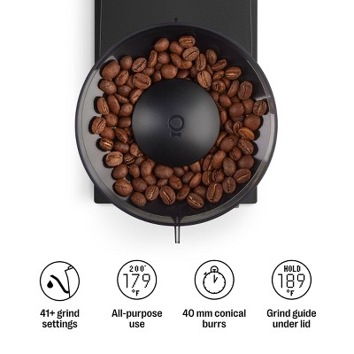 Matte Black Electric Conical Burr Coffee Grinder with Adjustable Settings