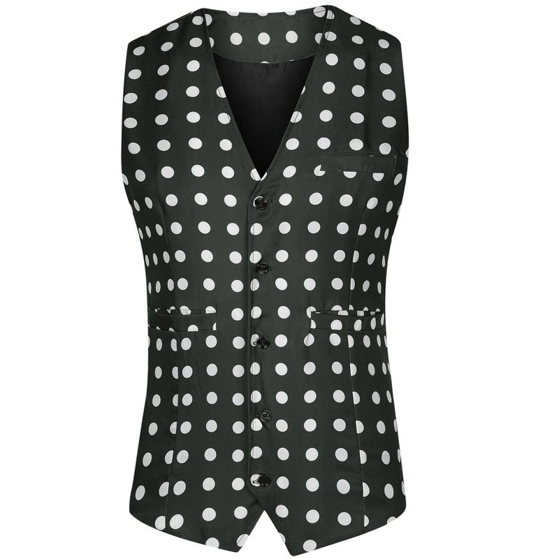 Lars Amadeus Men's Slim Fit V-Neck Sleeveless Polka Dots Pattern Vest, 1 of 6