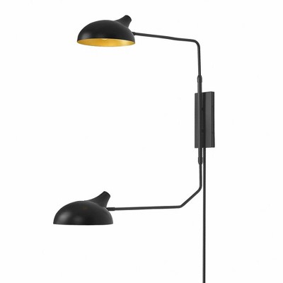 Bellamy Mid-Century Modern Matte Black 2-Light Wall Sconce