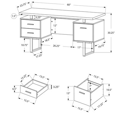 White and Gray Concrete Home Office Desk with Filing Cabinet