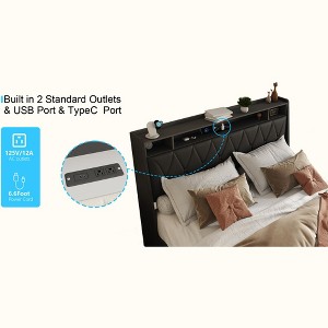 DOMETOUR Full Size Bed Frame with Headboard, Outlets, Charger, Storage Shelf, Noise-Free, No Box Spring Needed - 1 of 4