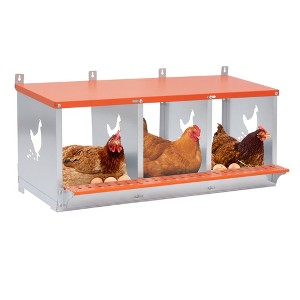 BABYYER Metal Chicken Nesting Box, Wall Mount with Vented Coop Equipment for Hens, Ducks and Poultry, Easy Egg Collection and Assembly - Orange - 1 of 4