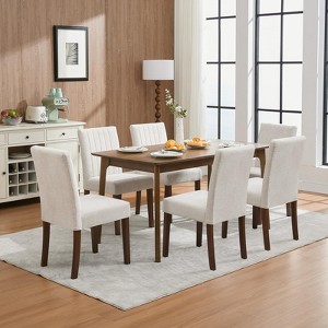 Coucheta 4/6-Piece Linen Dining Chair Set, Tufted High Back Kitchen Chairs with Adjustable Foot Caps - 1 of 4