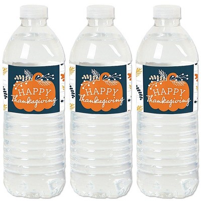 Big Dot of Happiness Happy Thanksgiving - Fall Harvest Party Water Bottle Sticker Labels - Set of 20