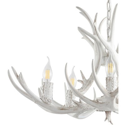 Eldora 30" White Adjustable Resin Antler 5-Light LED Chandelier