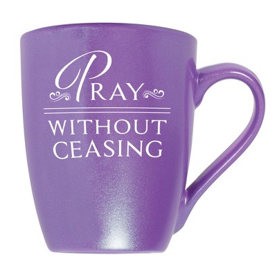 Elanze Designs Pray Without Ceasing Passion Purple 10 ounce New Bone China Coffee Cup Mug