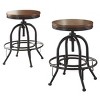 Signature Design by Ashley Set of 2 Valebeck Swivel Counter Height Barstools Bark: Round, Two-Tone, Metal Legs - 3 of 4