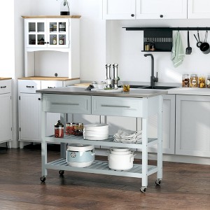 NicBex Mobile Kitchen Island Cart Morden Kitchen Storage Cabinets with Stainless Steel Top and 2 Drawers for Kitchen - 1 of 4