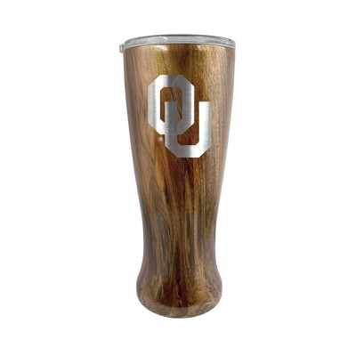 NCAA Oklahoma Sooners 20oz Woodgrain Stainless Steel Pilsner Glass