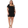 Agnes Orinda Women's Plus Size Short Sleeve Square Neck Casual Midi T-Shirt Dresses - 3 of 4