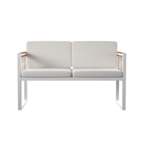 Wallmond Cushioned Outdoor Loveseat/Settee - OD1140709 - White w/ Off-White Cushions - SEI - 1 of 4