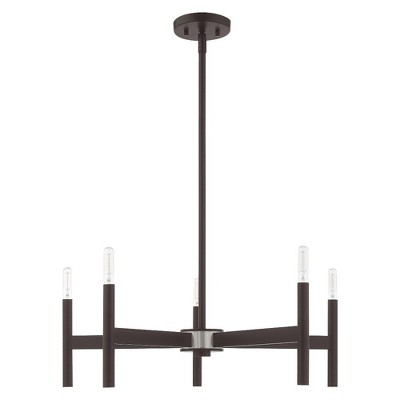 Bronze 5-Light Mid-Century Modern Chandelier