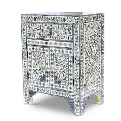 Fowler Accent Cabinet: Steve Silver Co., Hand-Inlaid Bone, Mango Wood, Bohemian Style