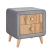 Upholstered Wooden Nightstand With 2 Drawers Night Stand Storage Cabinets With Handles Rubber Wood Legs Bedside Table - 4 of 4