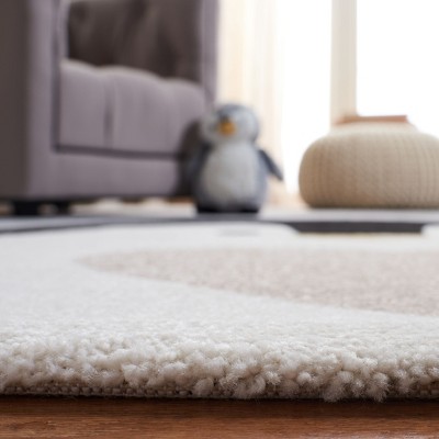 Light Gray and Black Synthetic Penguin Runner Rug for Kids