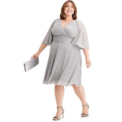 S.L. Fashions Womens Shimmer Fit & Flare Dress