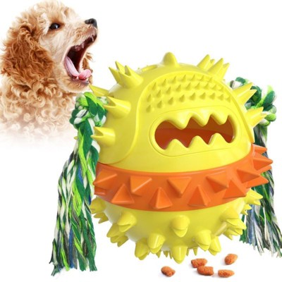 Cesicia Pet Supplies Vocal Dog Toy Leaking Food Ball, Yellow&Blue