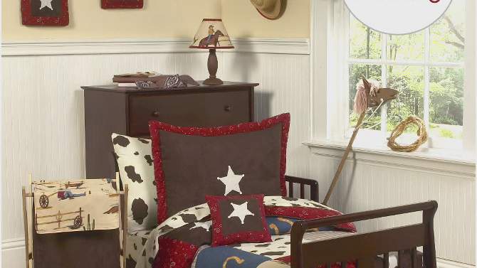 Sweet Jojo Designs Boy Baby Crib Bedding Set - Wild West Brown Red Blue White 11pc, 2 of 8, play video