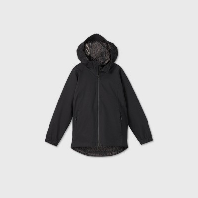 girls black waterproof coat