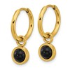 Chisel Stainless Steel Yellow IP-plated with Removeable Black Agate Dangle Hinged Hoop Earrings - 3 of 4