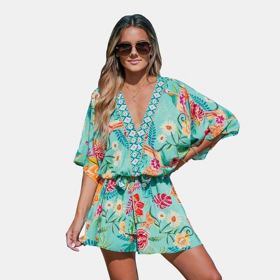 Women's Tropical Dolman Sleeve Casual Mini Dress - Cupshe