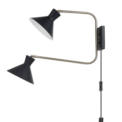 Waldwick Plug-in or Hardwire Wall Sconce (Includes LED Light Bulb) Matte Black - Globe Electric