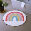 HomeRoots 32" White Pink And Yellow Cotton Rainbows Round Youthful Bath Rug - 2 of 4