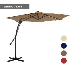 Clihome 10 Ft.Outdoor Patio Cantilever Umbrella with 360 Degrees Rotation,LED Lights,Waterproof Fade-Resistant Canopy with Cross Base - 1 of 4