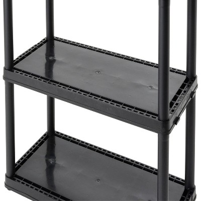 Black 24'' 3-Tier Plastic Storage Shelving Unit