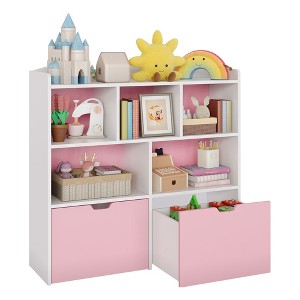 Toy Storage Organizer with 2 Movable Drawers, Toy Organizer with 5 Open Cubbies, Multifunctional Floor Storage Chest for Playroom - 1 of 4