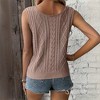 Womens Summer V Neck Tops Knitted Sleeveless Tank Top Cable Knit Sweater Vest Casual  Tee Shirts - 3 of 4