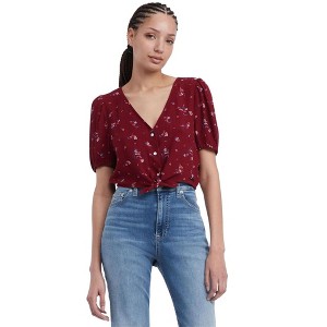 Tommy Hilfiger Womens Printed Floral Crop Top Blouse - 1 of 1