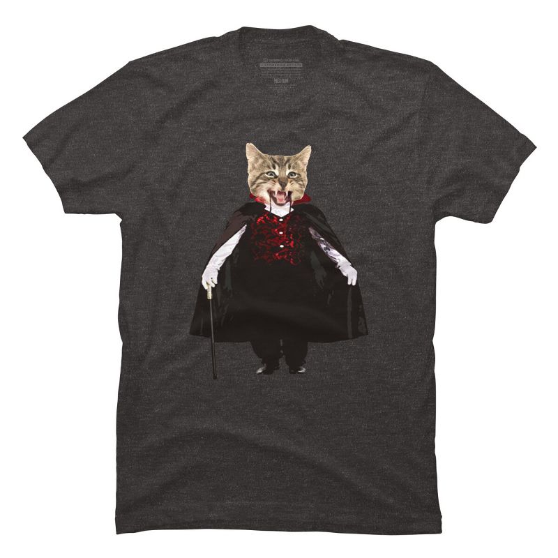 Men's Design By Humans Catcula Cat Kitten Dracula Cute Funny Halloween t shirt By JOHANNESART T-Shirt, 1 of 5