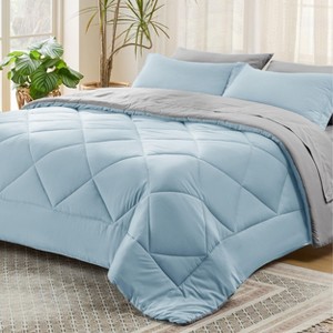Bedsure Comforter Set – Bed in a Bag with Contrast Color Solid Design, Soft All-Season Bedding Set - 1 of 4