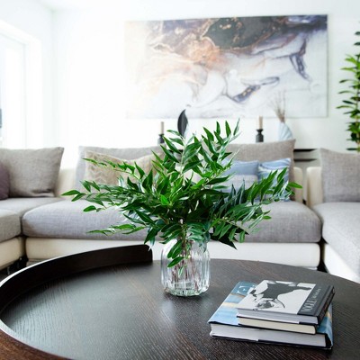 19-inch Green Fern Arrangement in Clear Glass Vase